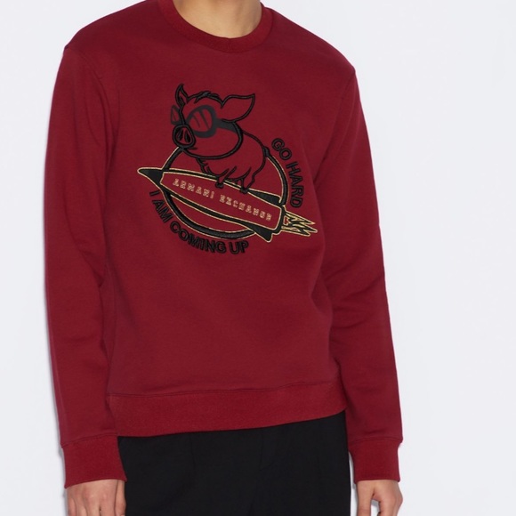 Armani Exchange embroidered red crew sweater - Picture 3 of 15